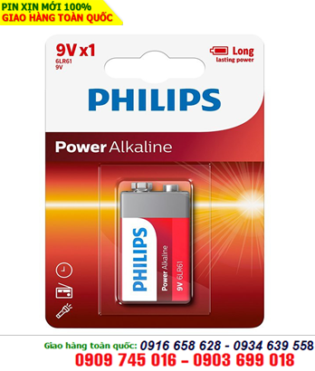 Philips 6LR61P1B/97; Pin vuông 9v Philips 6LR61P1B/97 Alkaline 